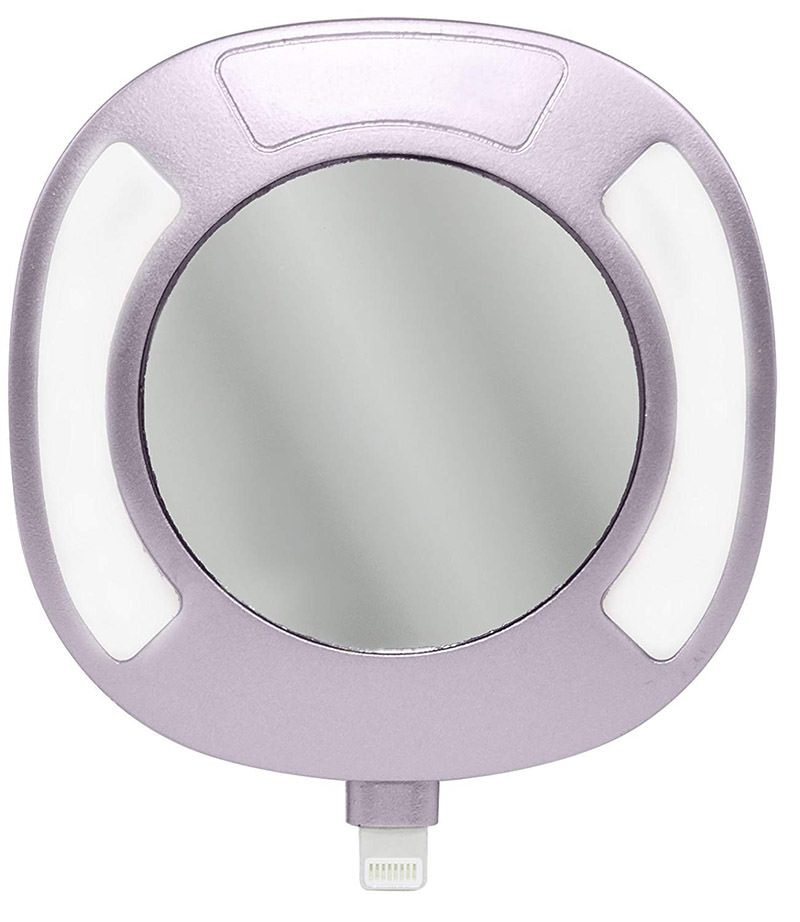 Lighted Travel Makeup Mirror Phone Powered, LED Lights, Compact, 2X